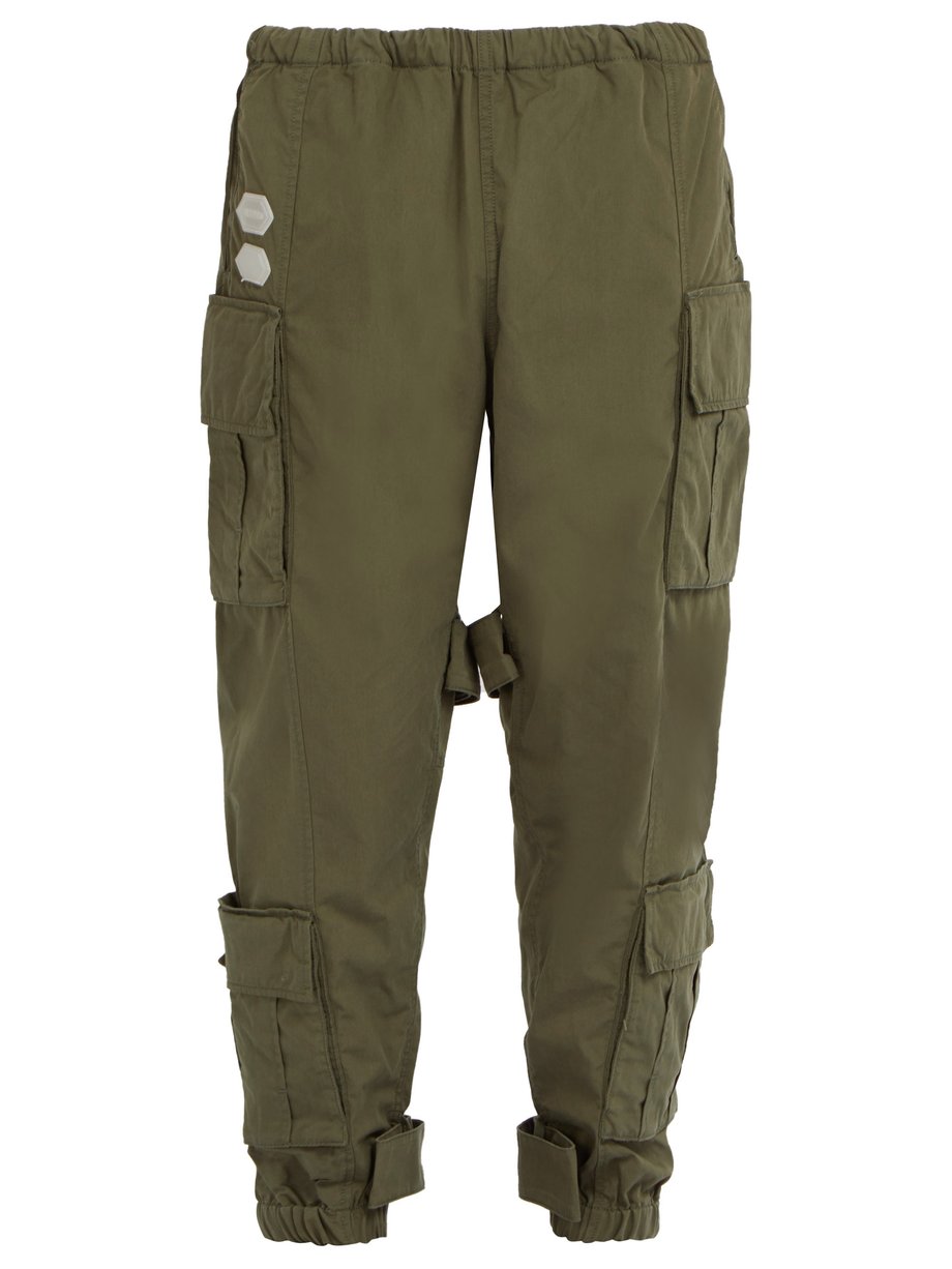 Green Mid-rise cotton-blend cargo trousers | Off-White | MATCHESFASHION US