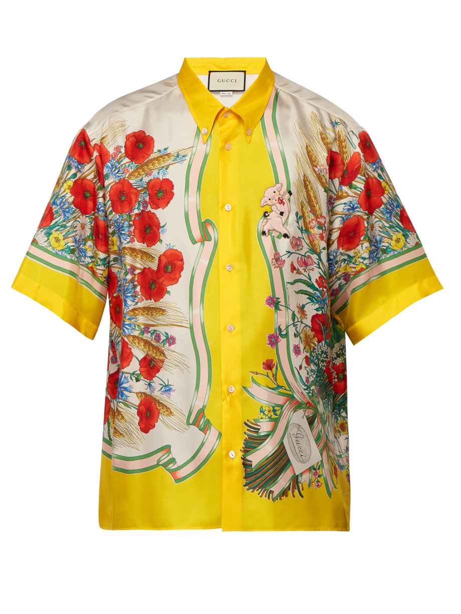 Floral-print silk-twill shirt Print 