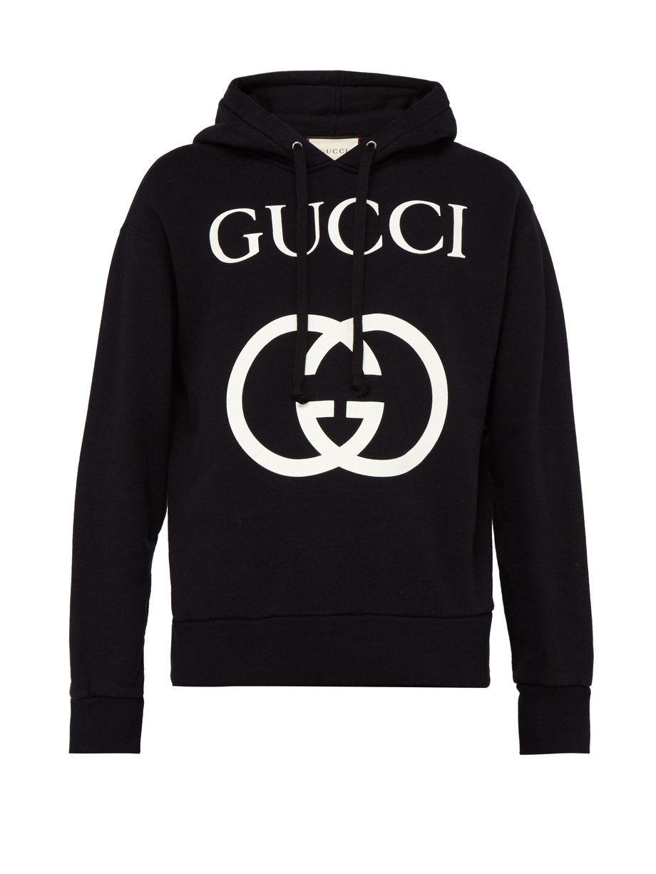 Black GG loop-back cotton hooded sweatshirt | Gucci | MATCHESFASHION US