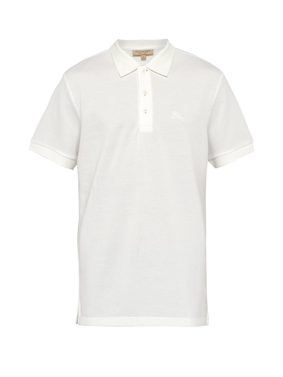 Logo-embroidered cotton-piqué polo shirt White Burberry | MATCHESFASHION FR