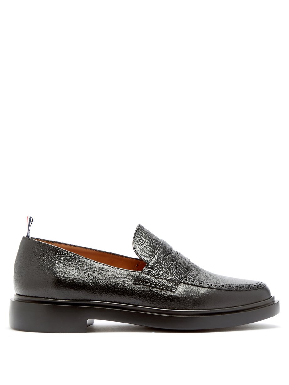 Textured-leather Penny loafers