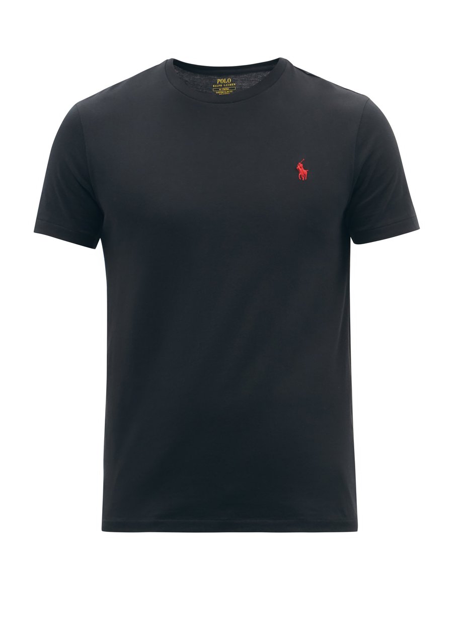 Logo-embroidered cotton-jersey T-shirt Black Polo Ralph Lauren ...