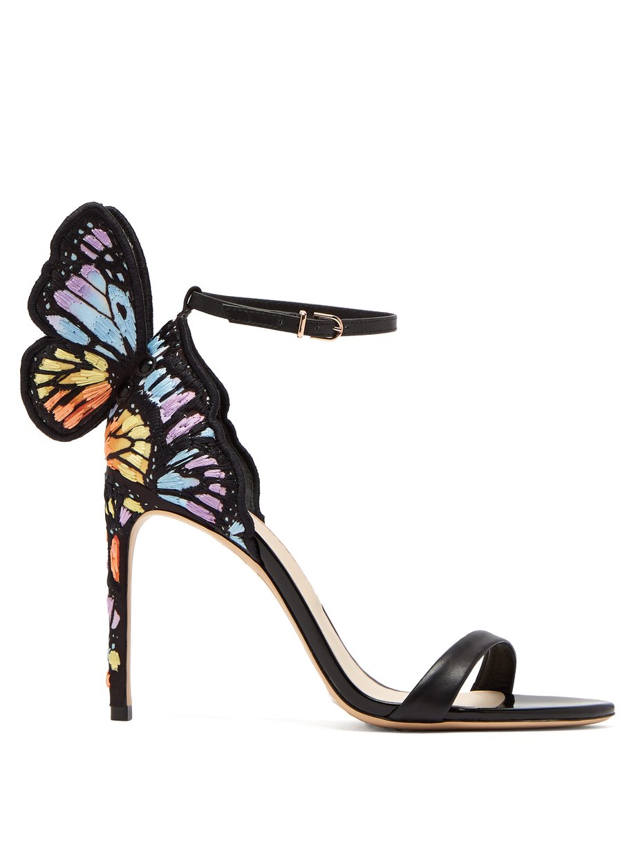 Black Chiara butterfly-wing leather stiletto sandals | Sophia Webster ...