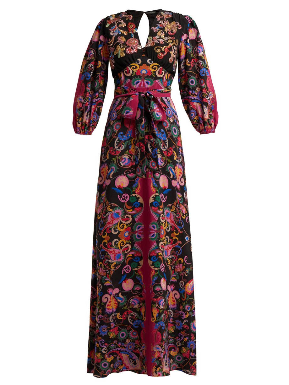 Black Varo sequin-embroidered silk dress | Etro | MATCHESFASHION UK
