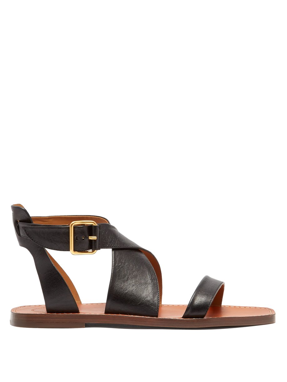 Crossover leather sandals Black Chloé | MATCHESFASHION FR