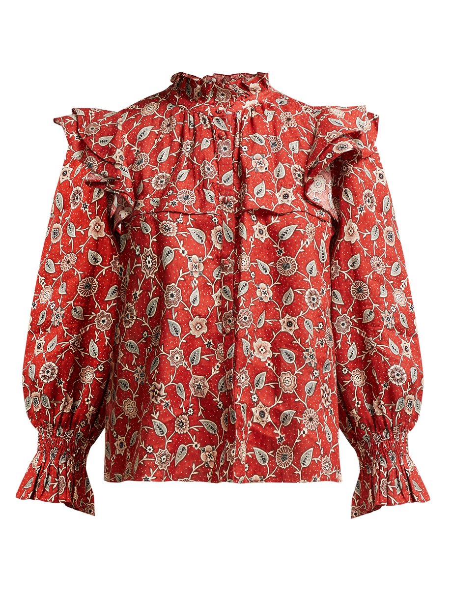Print Tedy ruffled floral-print linen blouse | Isabel Marant Étoile ...