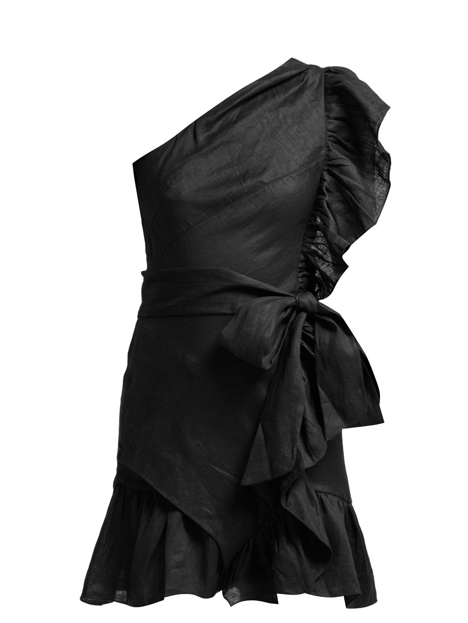 Black Teller one-shoulder frill mini dress | Isabel Marant Étoile ...