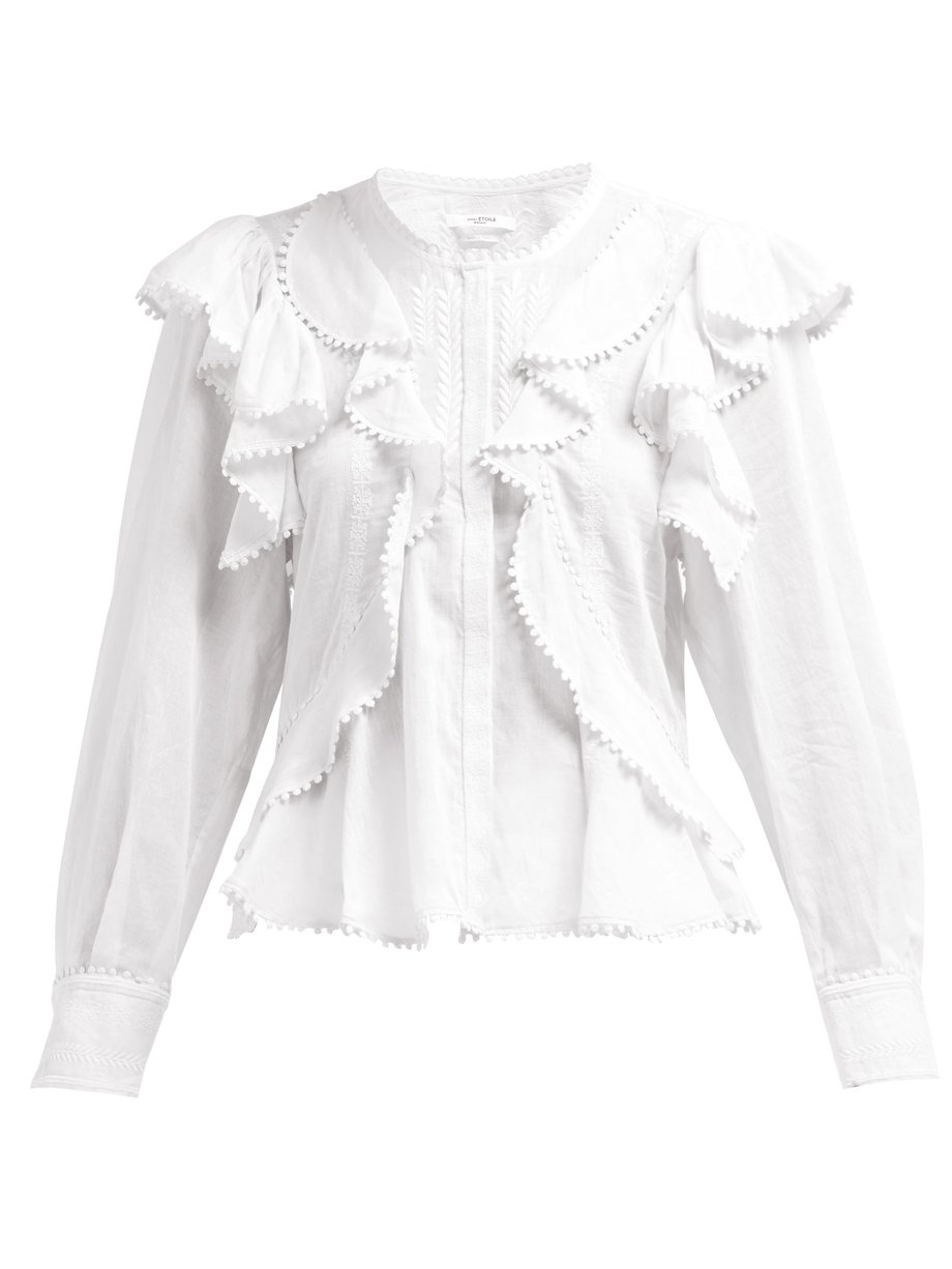 White Alea ruffled cotton blouse | Isabel Marant Étoile | MATCHESFASHION UK