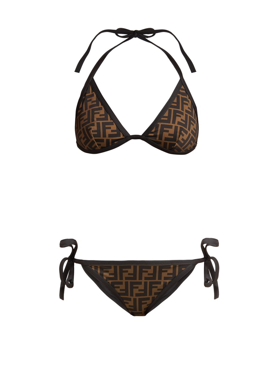 Fendi Brown Logo-print triangle bikini | 매치스패션, 모던 럭셔리 온라인 쇼핑