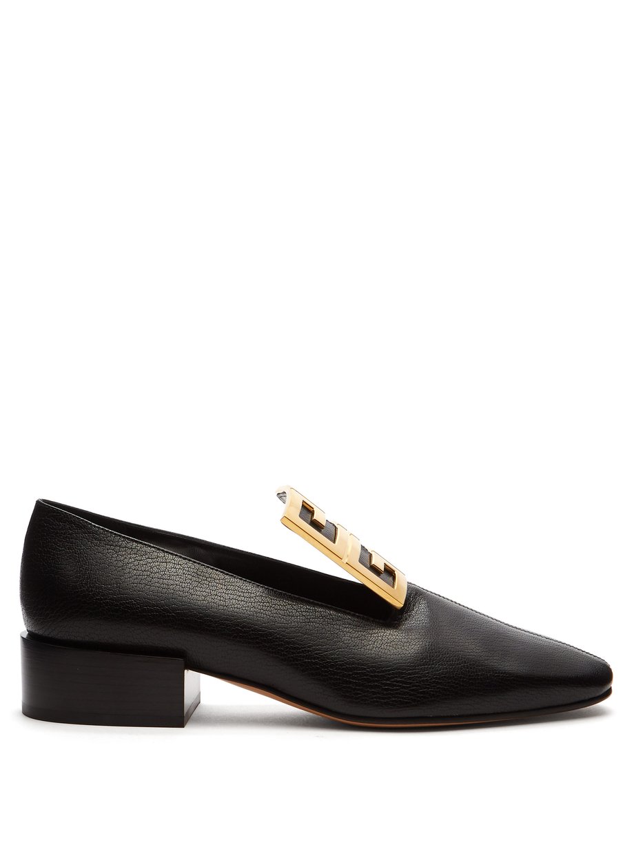 4G block-heel leather loafers Black 
