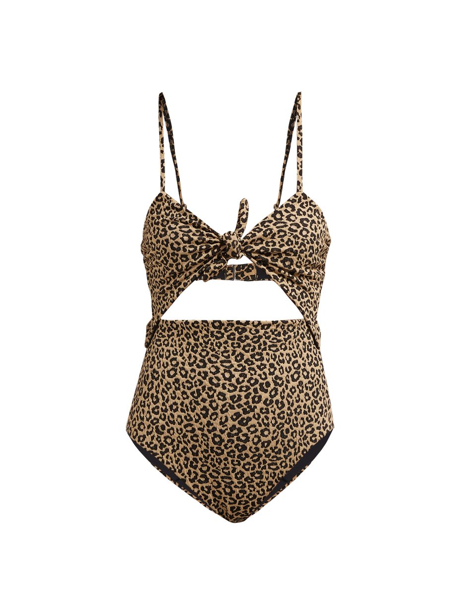 Print Kia leopard print-jacquard swimsuit | Mara Hoffman ...