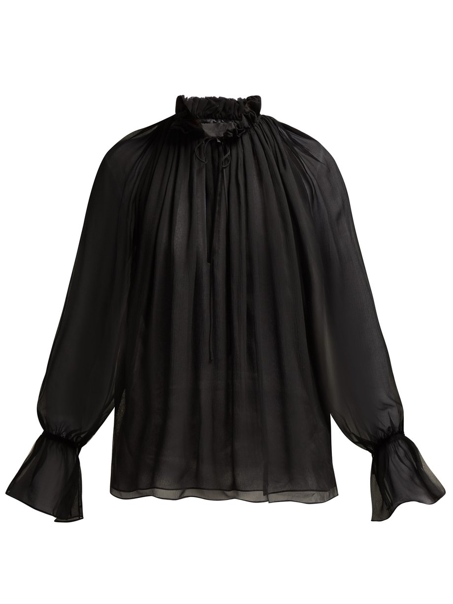 Black Arizona silk-chiffon blouse | Nili Lotan | MATCHESFASHION US