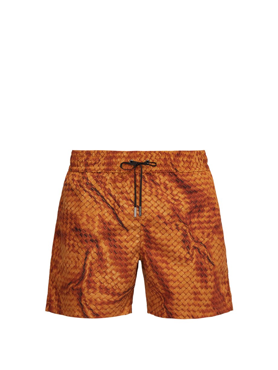 Orange Intrecciato print swim shorts | Bottega Veneta | MATCHESFASHION UK