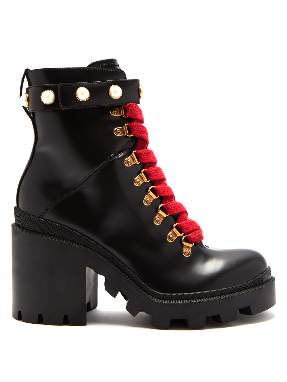 Lace-up leather ankle boots Black Gucci 