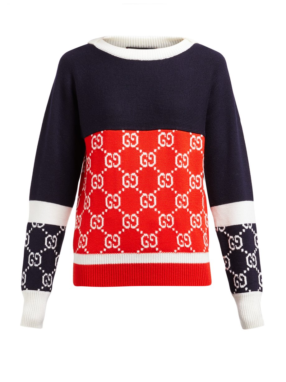 Navy GG-jacquard wool sweater | Gucci | MATCHESFASHION US