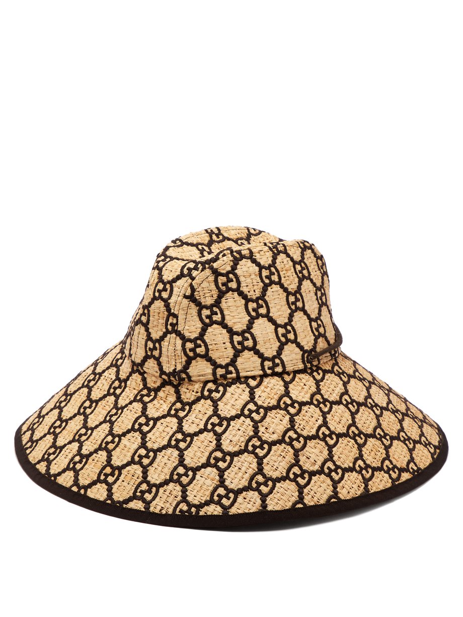 GG-logo wide-brimmed raffia hat | Gucci 