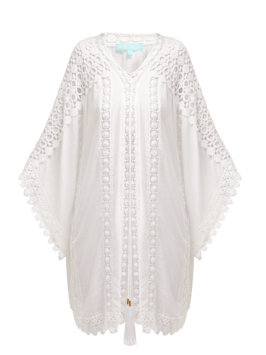 White Cindy crochet-insert short kaftan | Melissa Odabash ...