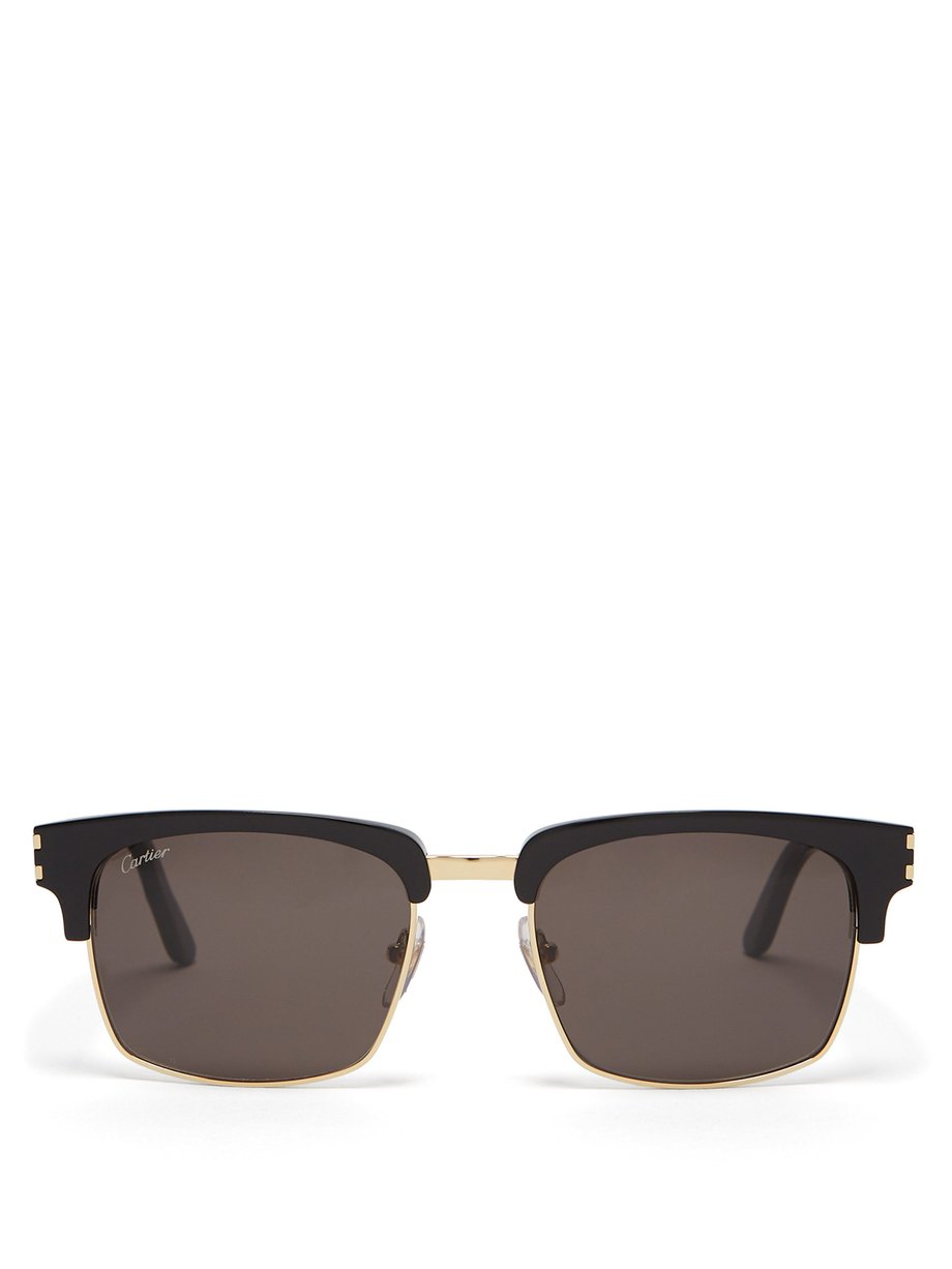 Black C Décor square metal sunglasses | Cartier Eyewear | MATCHESFASHION UK