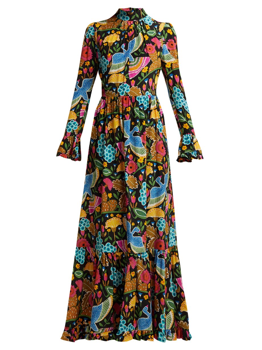 Black Visconti Colombo-print silk dress | La DoubleJ | MATCHESFASHION UK