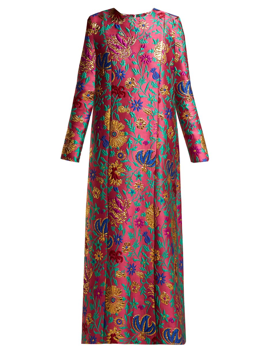Pink print Trapezio Dragon Flower-brocade maxi dress | La DoubleJ ...