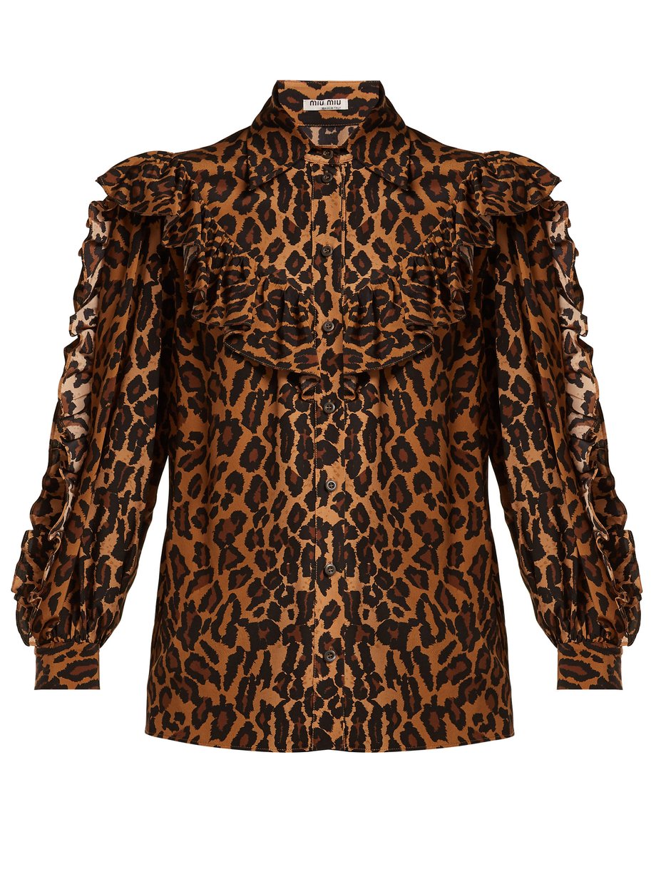 Print Leopard-print silk blouse | Miu Miu | MATCHESFASHION UK