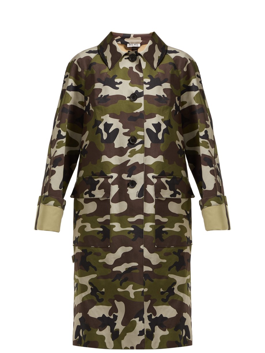 Green Camouflage-print cotton-gabardine coat | Miu Miu | MATCHESFASHION UK