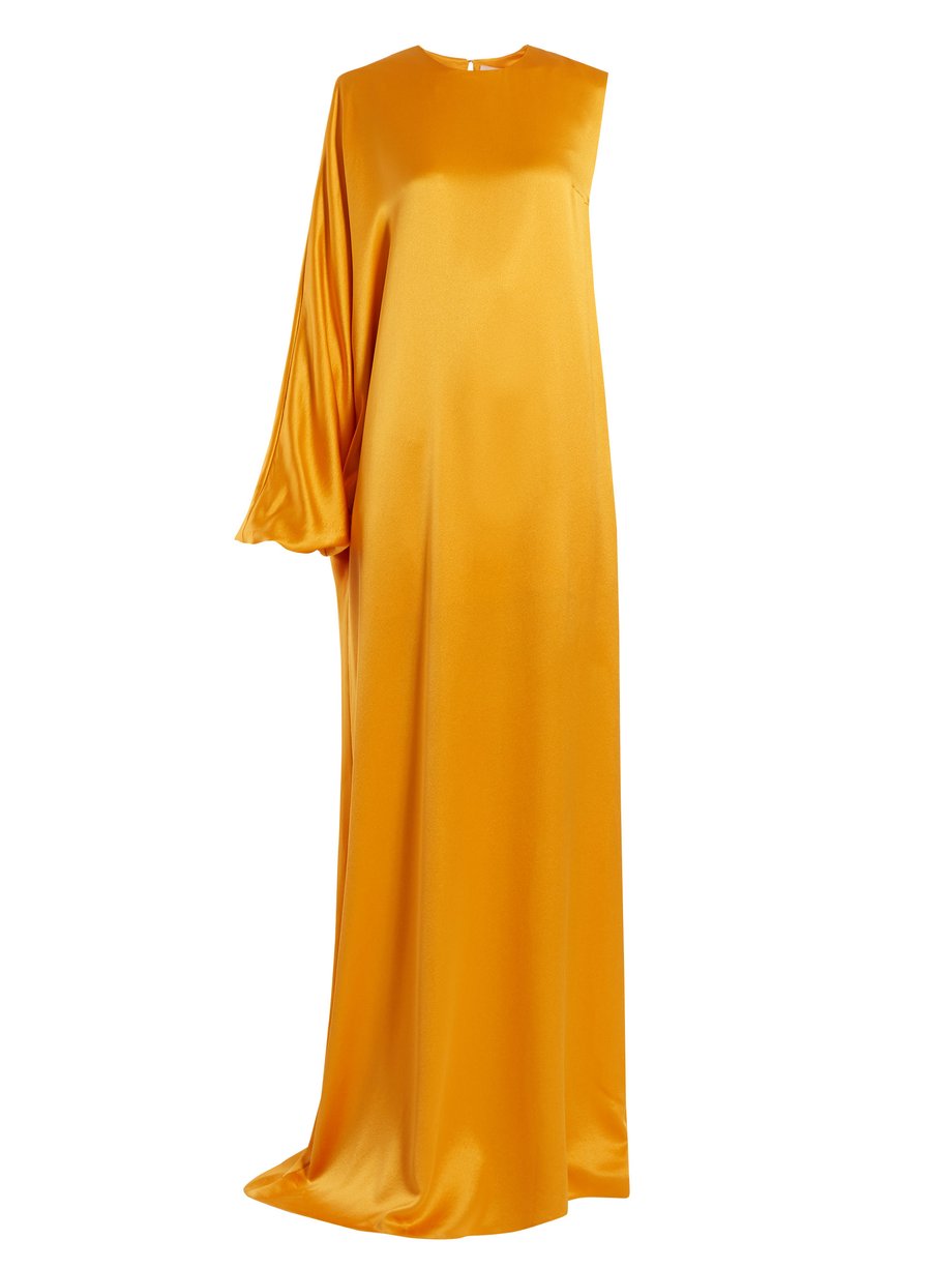 Orange Delmira one-shoulder satin gown | Roksanda | MATCHESFASHION US