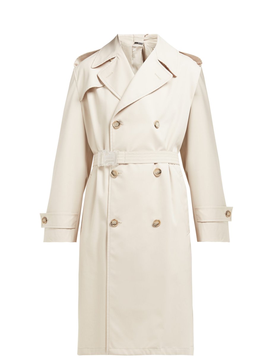Neutral Double-breasted twill trench coat | Maison Margiela ...