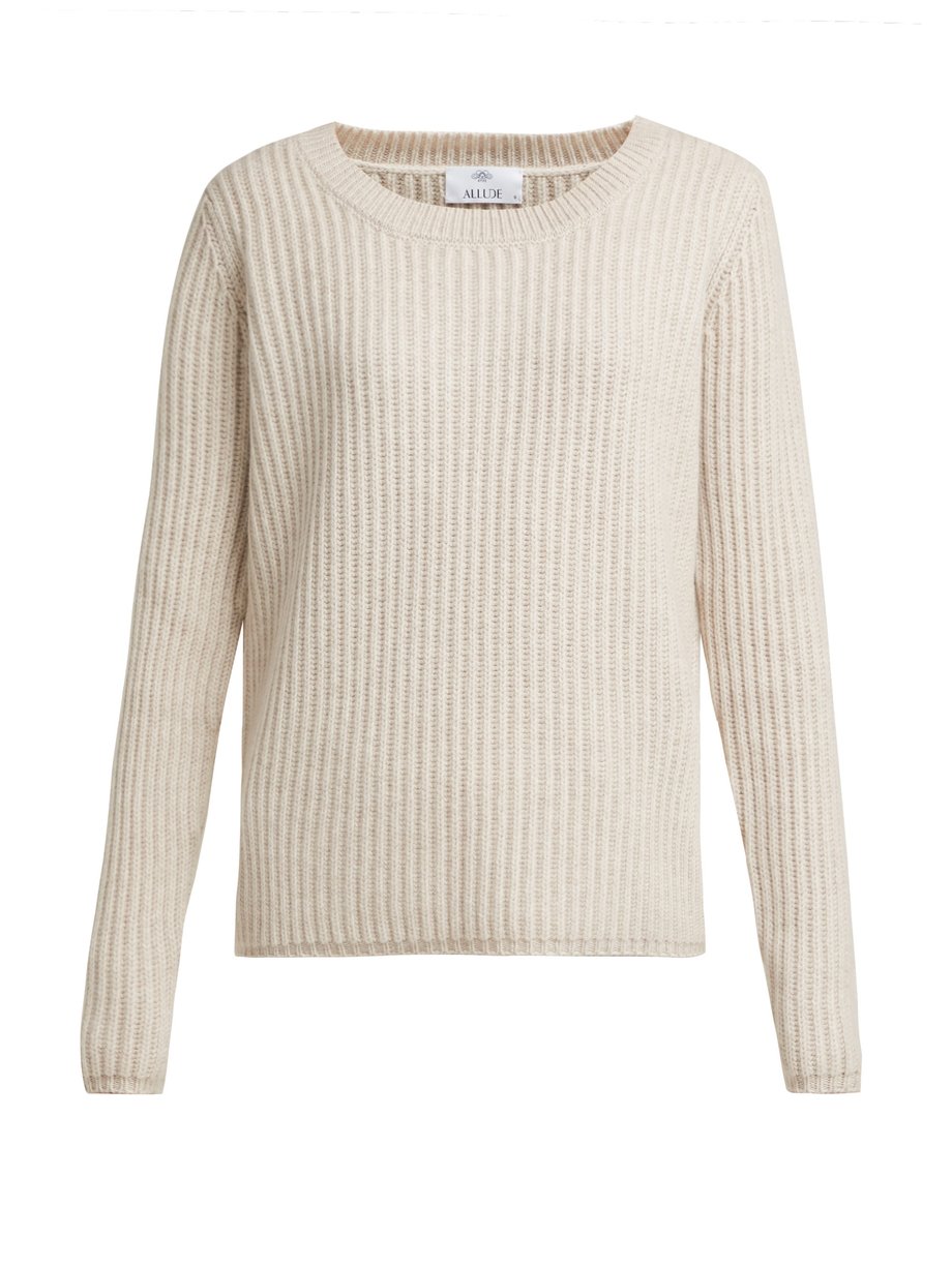 White Oversized ribbed-knit cashmere sweater | Allude | MATCHESFASHION US