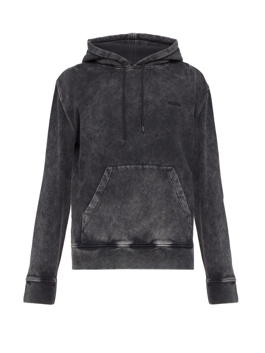 Grey Acid-washed cotton-jersey hooded sweatshirt | AMI | MATCHESFASHION US