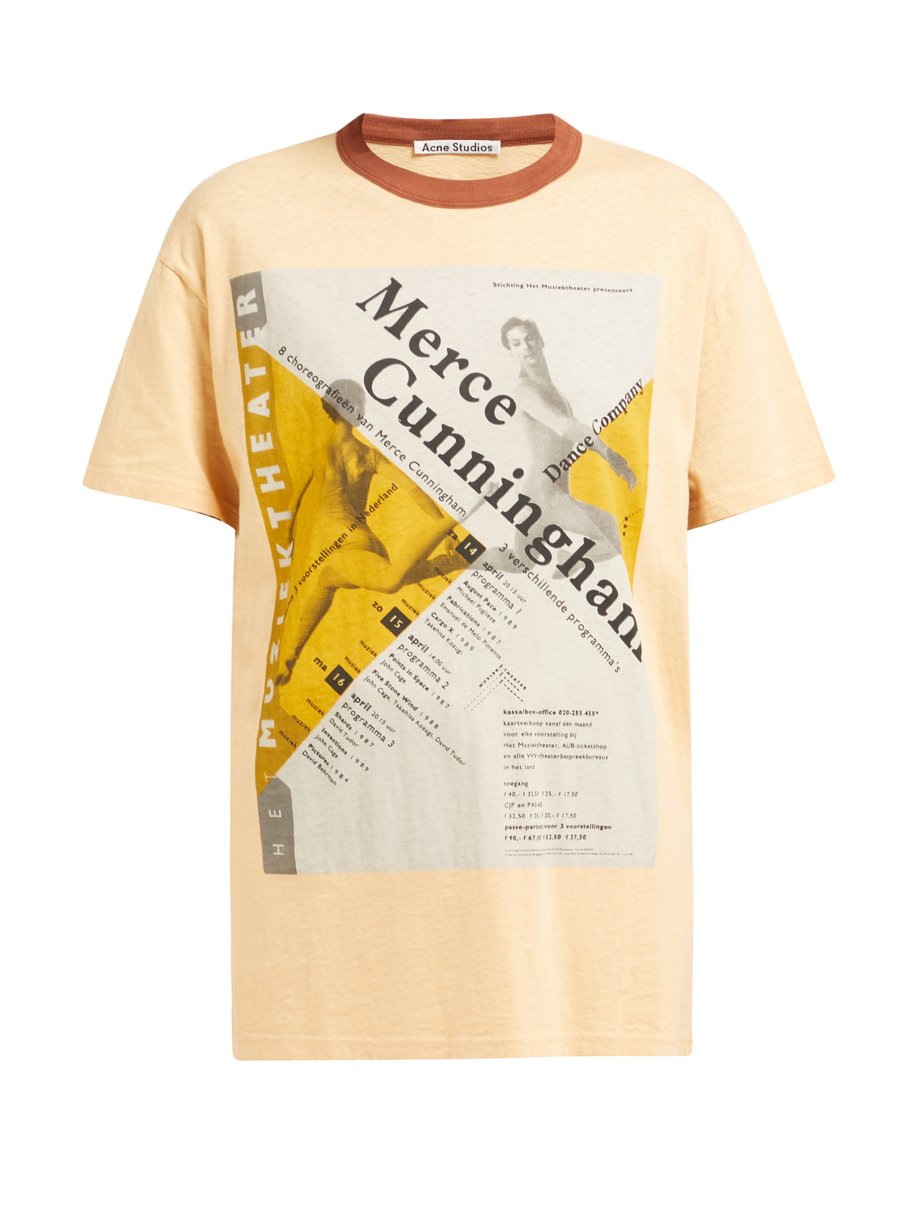 Neutral Merce Cunningham poster-print cotton T-shirt | Acne Studios ...