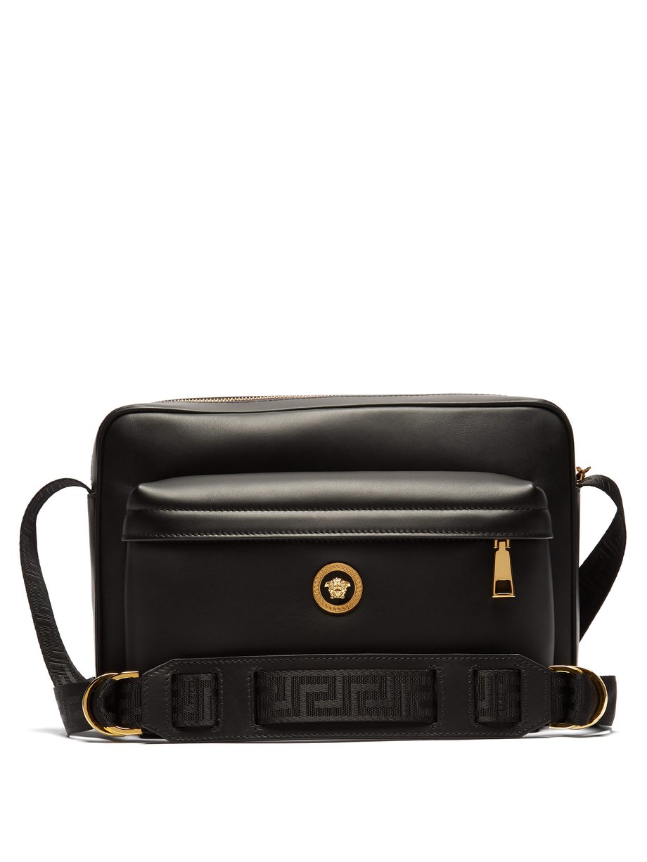 Versace Versace Medusa leather messenger bag Black｜MATCHESFASHION（マッチズ ...