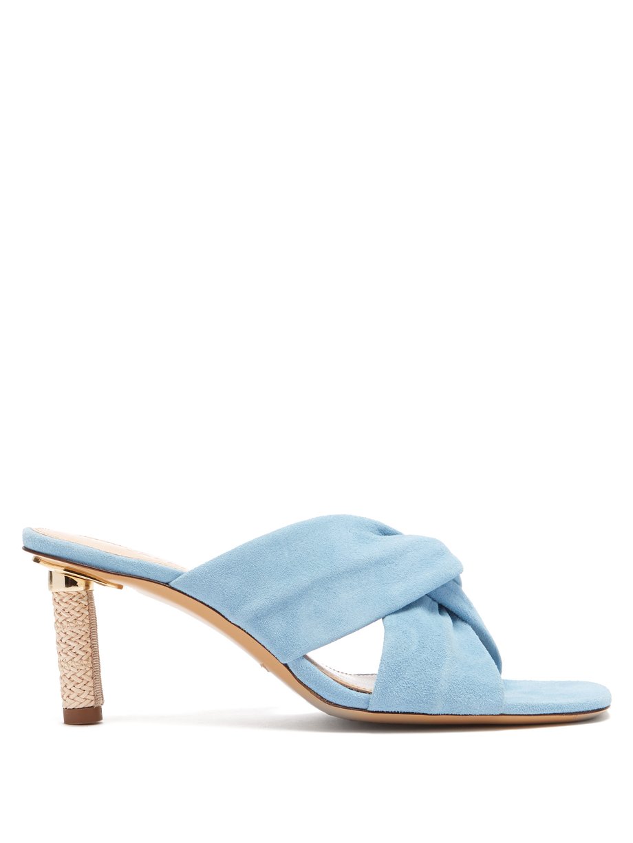 Blue Bellagio knotted suede mules | Jacquemus | MATCHESFASHION US