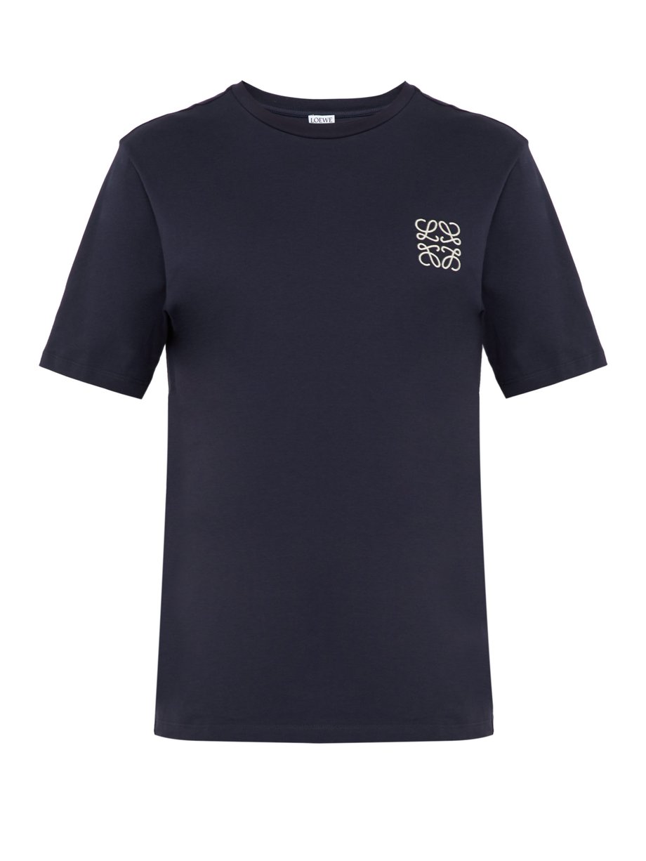 Logo-embroidered cotton T-shirt Navy 