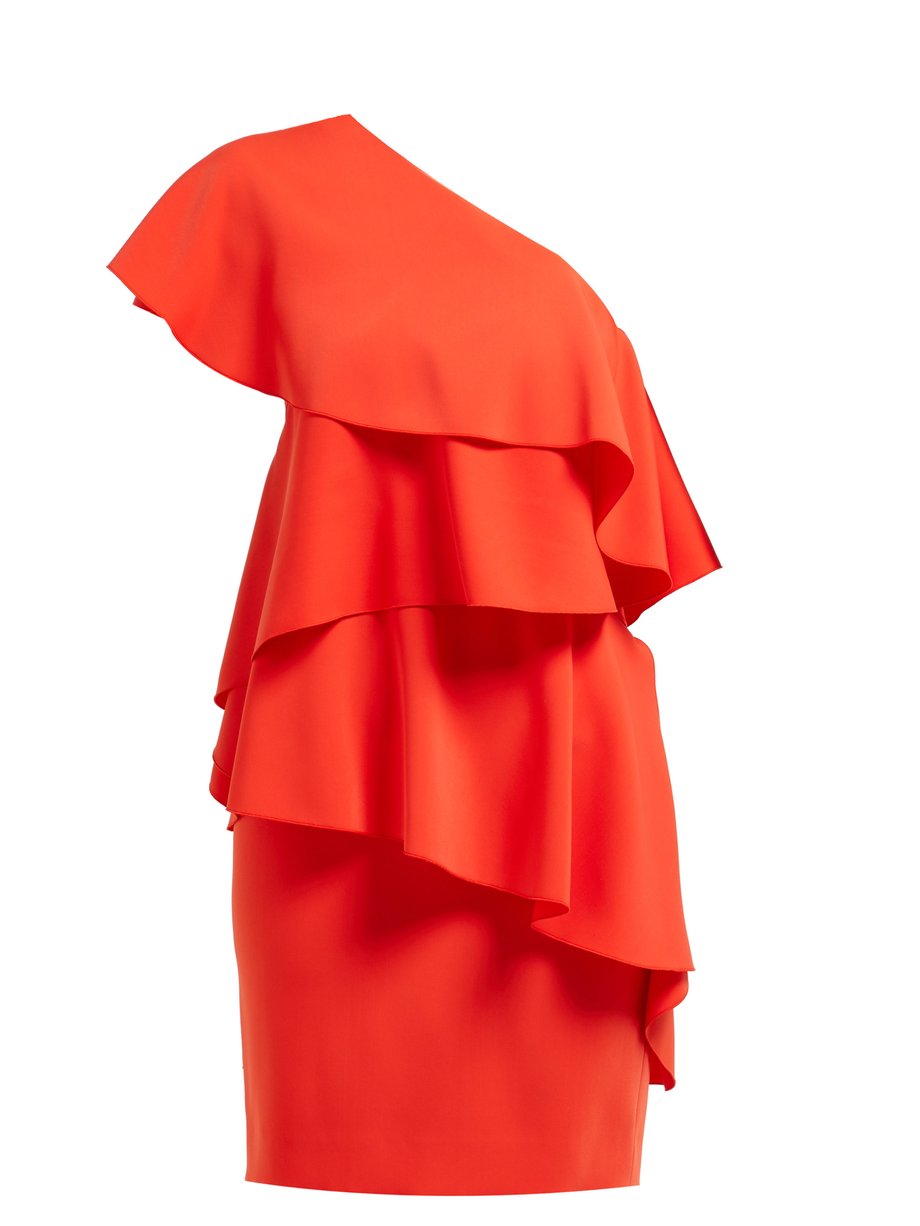 Red One-shoulder ruffled dress | Lanvin | MATCHESFASHION UK