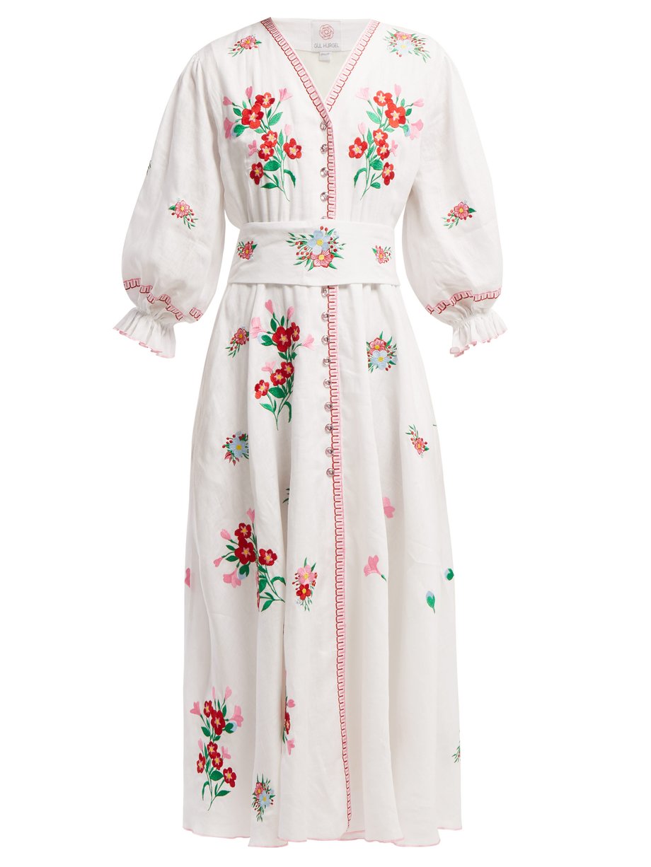 Gül Hürgel White Floral-embroidered linen shirtdress | 매치스패션, 모던 럭셔리 온라인 쇼핑
