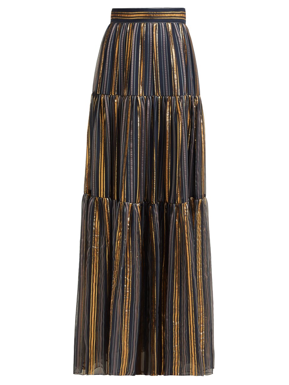 Metallic Striped chiffon maxi skirt | Peter Pilotto | MATCHESFASHION US