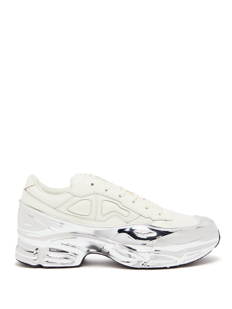 Raf Simons X Adidas ラフ シモンズ Ozweego メタリックラップ メッシュ レザースニーカー ホワイト Matchesfashion マッチズファッション