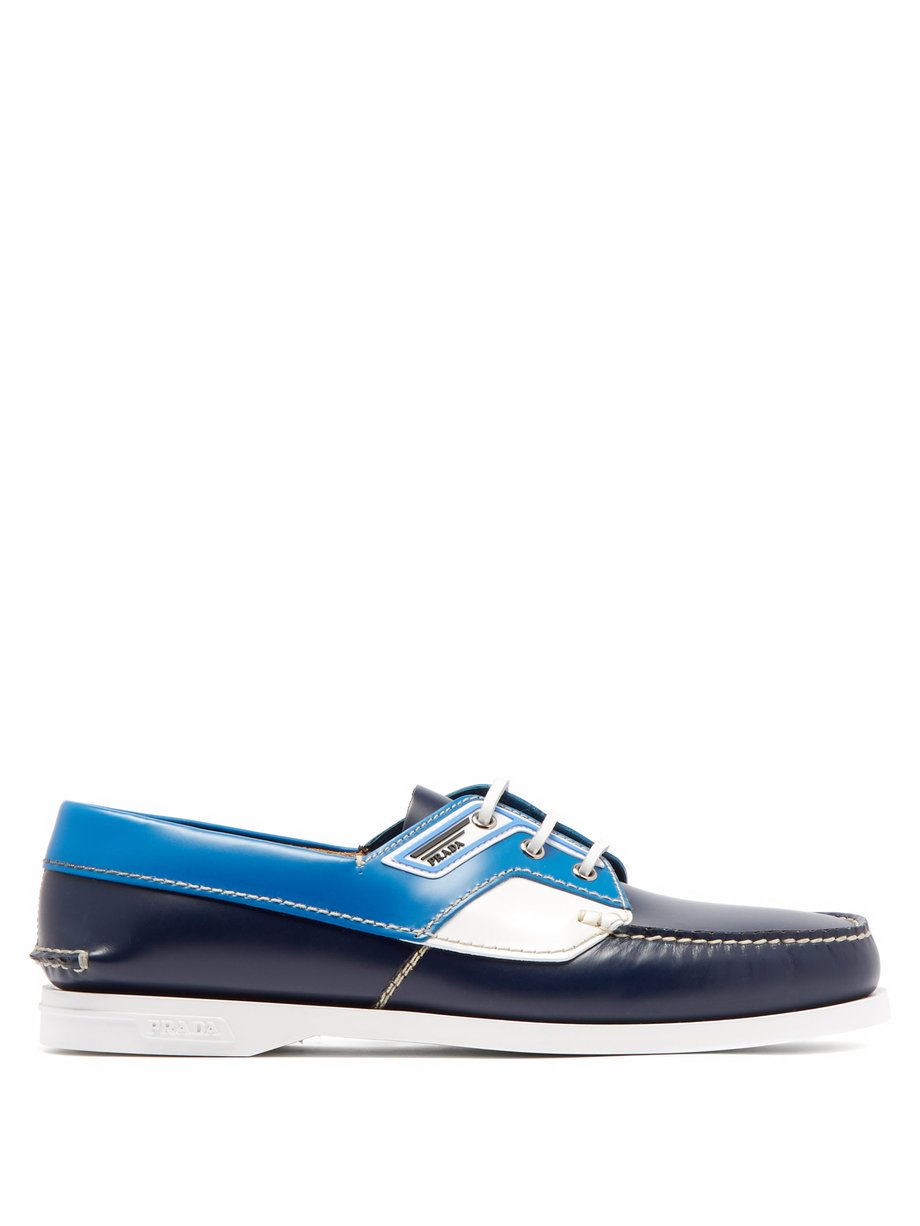 Blue Leather deck shoes | Prada 