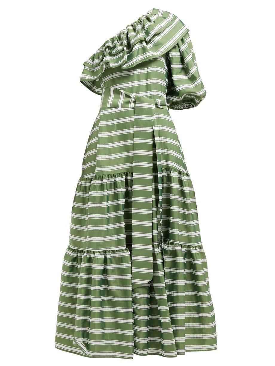 Print Arden one-shoulder striped satin maxi dress | Lisa Marie ...