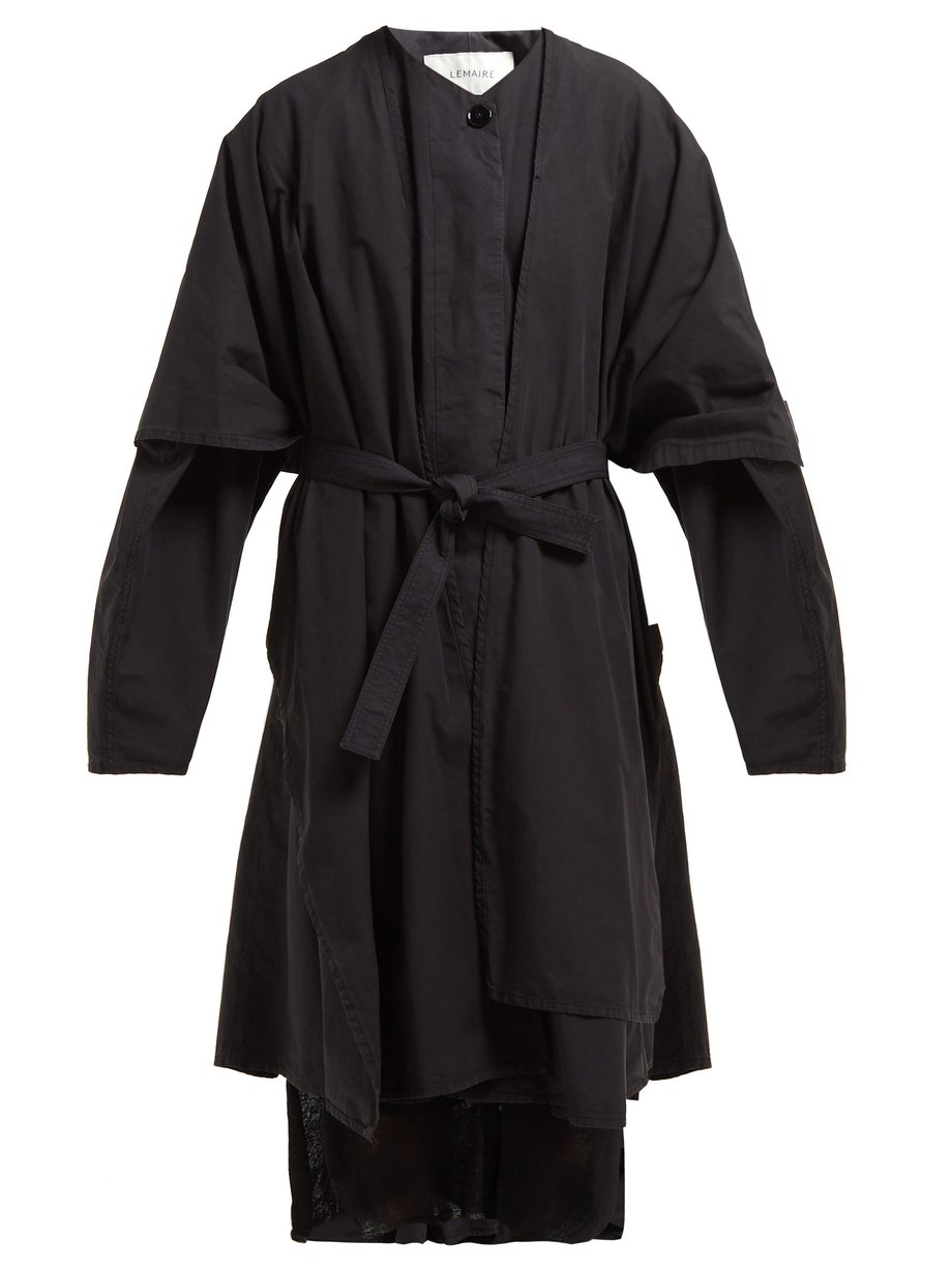Black Oversized draped cotton coat | Lemaire | MATCHESFASHION UK