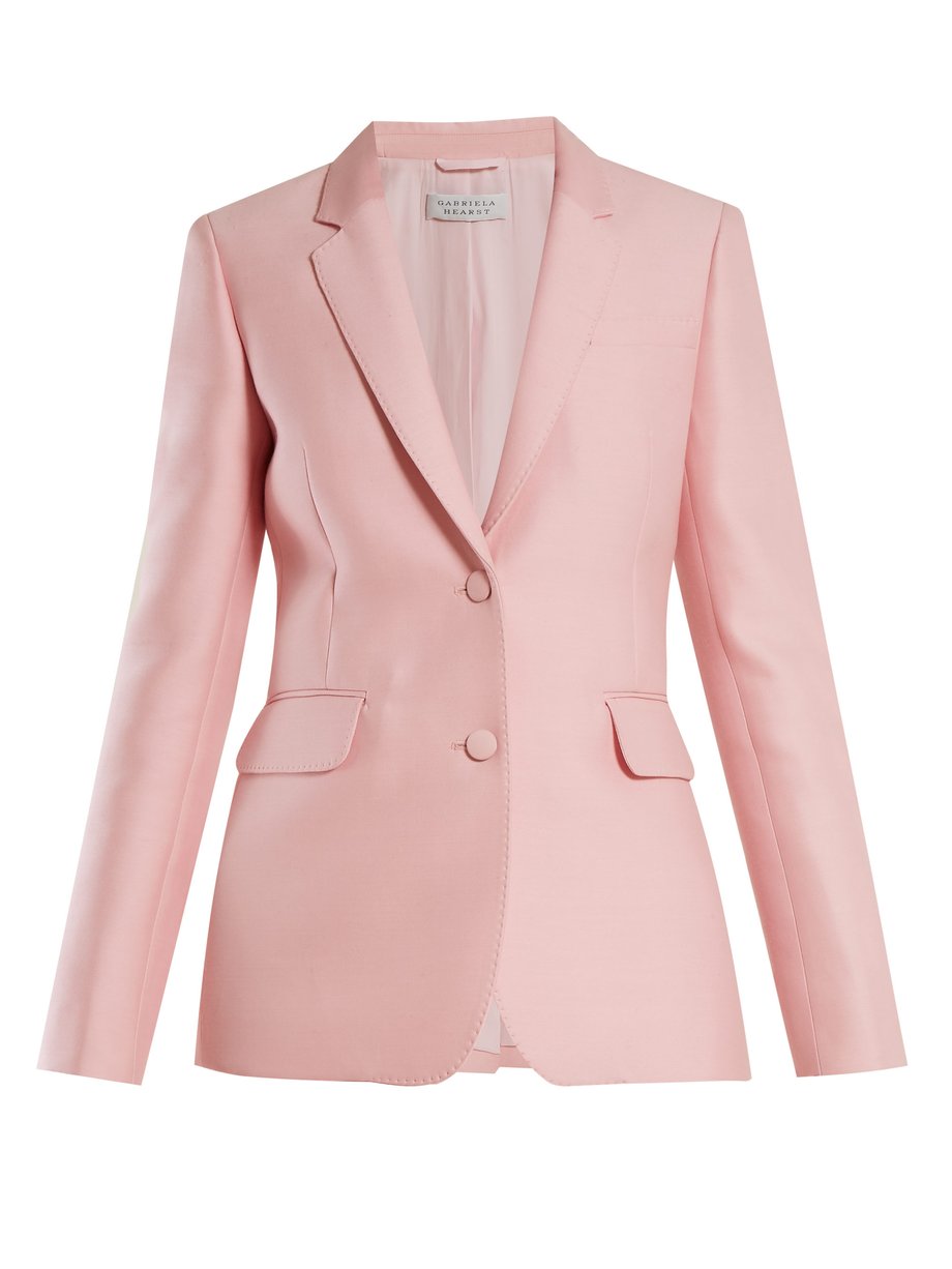 Pink Sophie single-breasted wool and silk-blend blazer | Gabriela ...