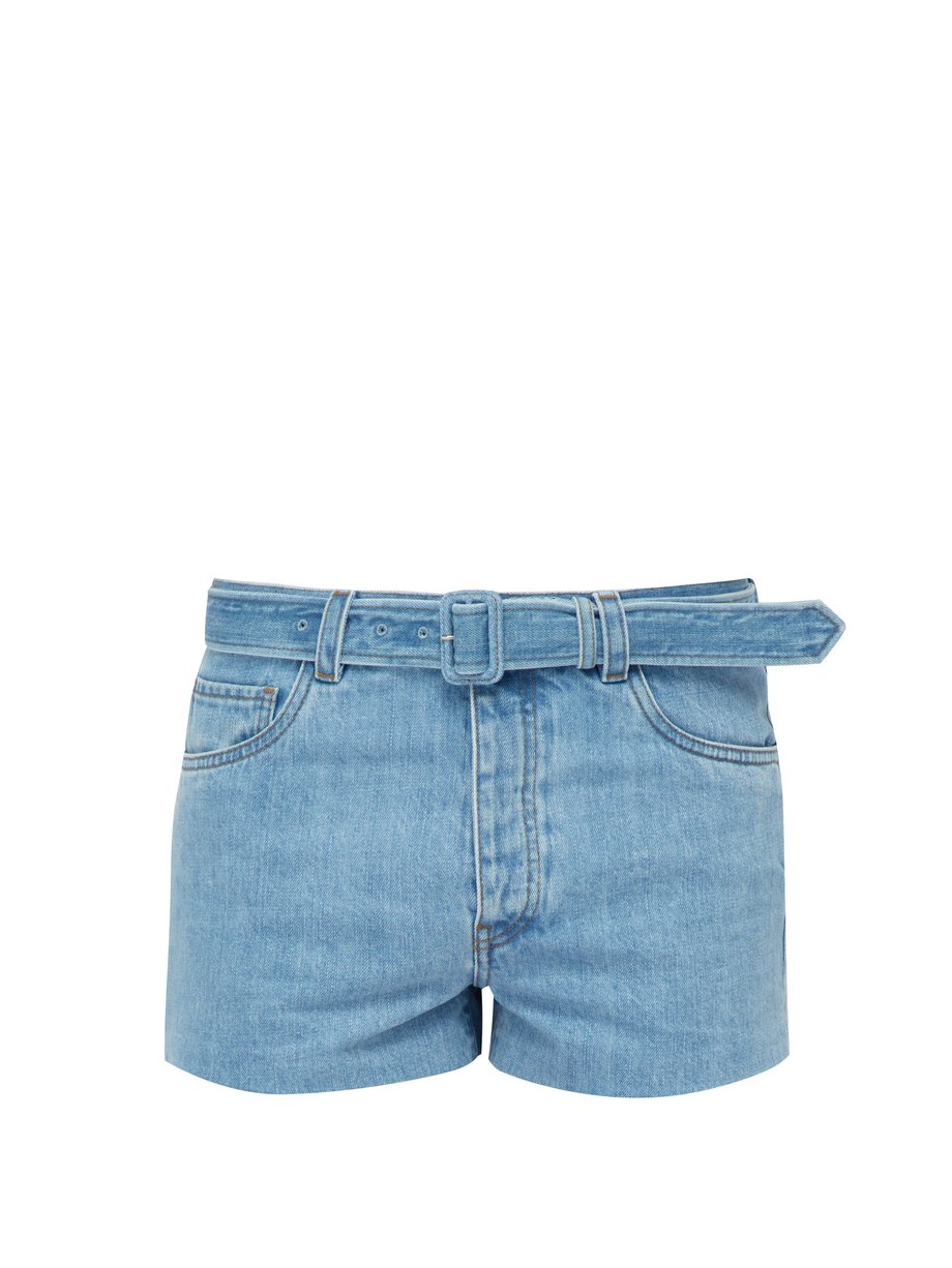 Belted denim shorts Blue Prada 