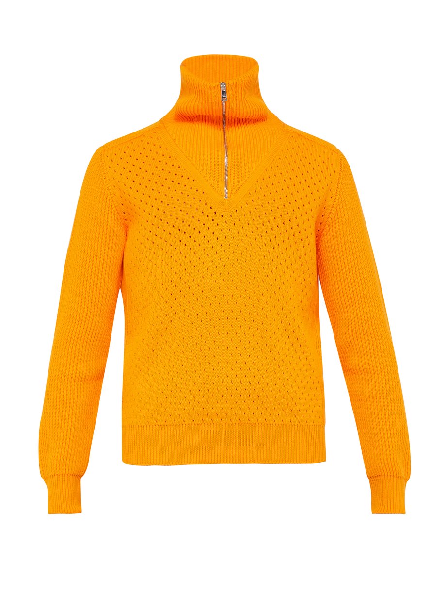 Orange Half-zip cotton sweater | Prada 