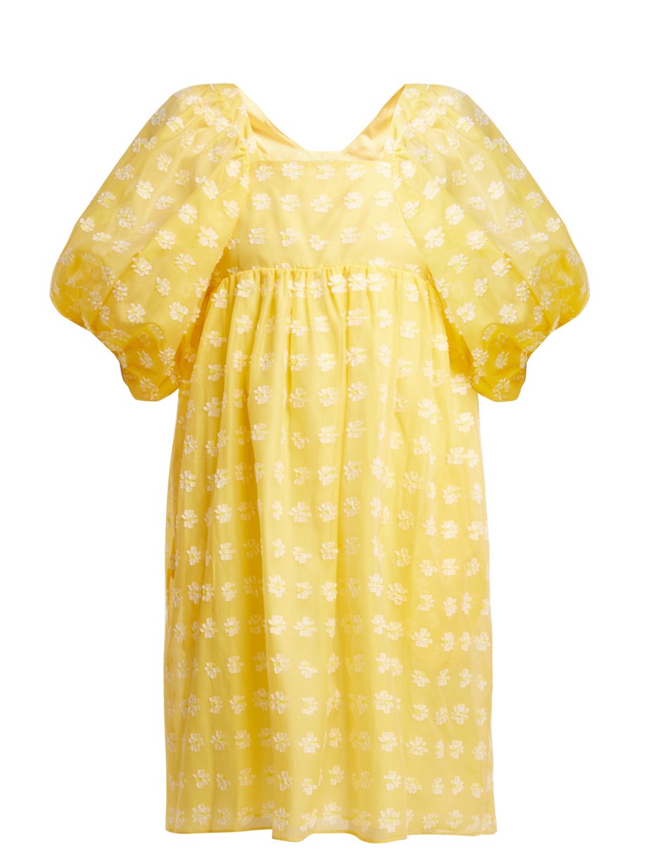 Yellow Phoenix floral fil-coupé organza mini dress | Cecilie Bahnsen ...