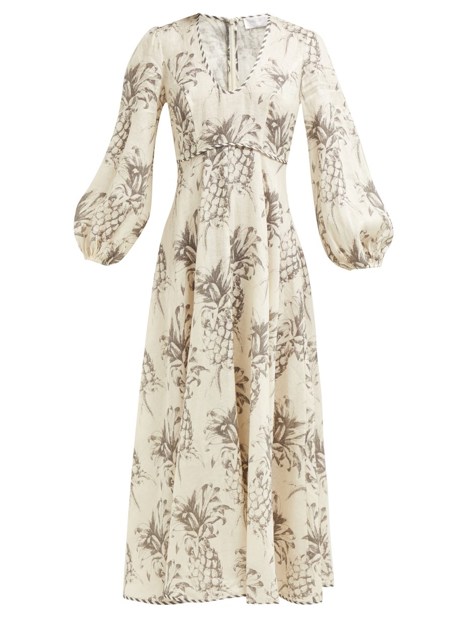 Print Wayfarer pineapple linen dress | Zimmermann | MATCHESFASHION UK