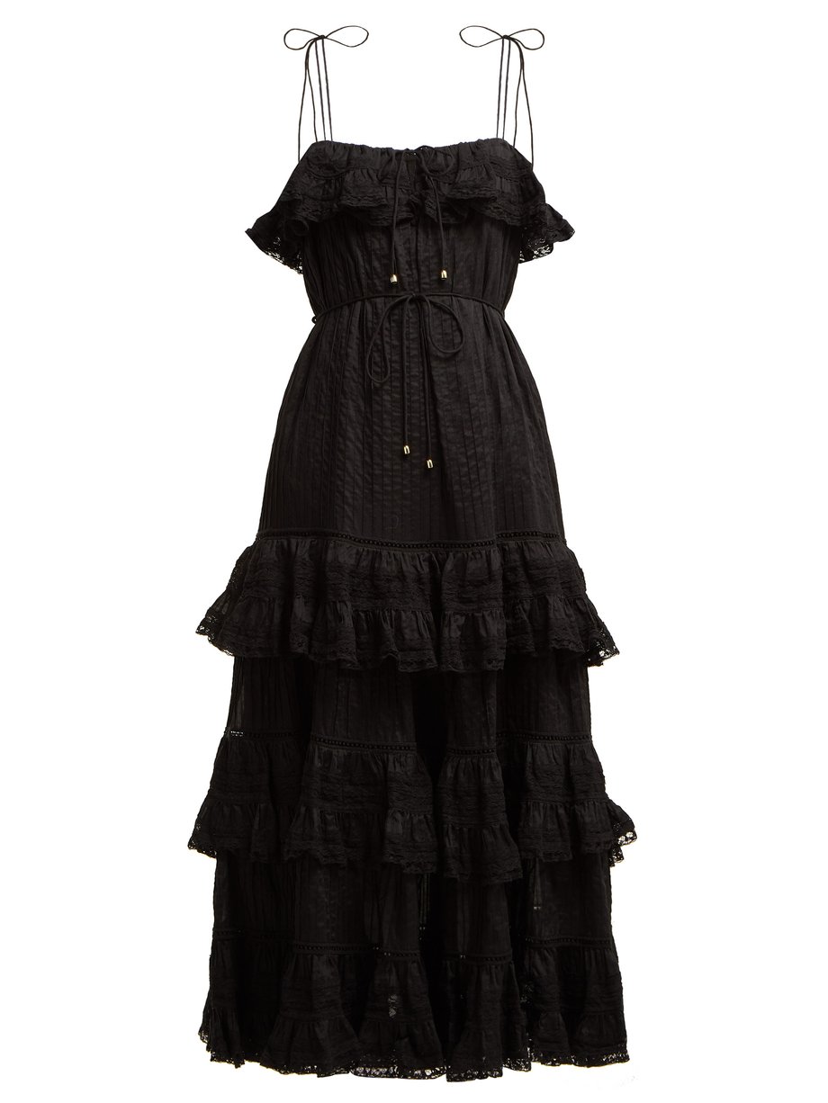 Juniper pintuck-pleated cotton dress Black Zimmermann | MATCHESFASHION FR
