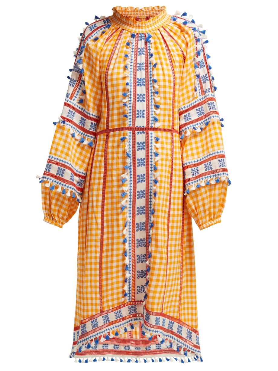 Yellow Alexa full-sleeve embroidered cotton dress | Dodo Bar Or ...