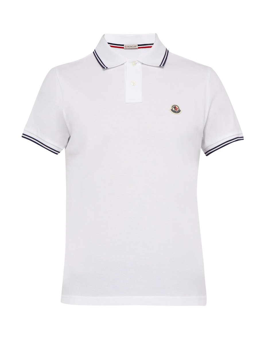 White Maglia tipped cotton-piqué polo shirt | Moncler | MATCHESFASHION US