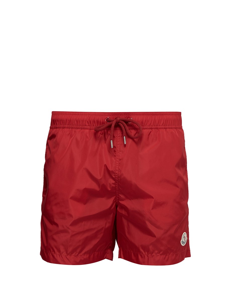 Red Appliqué logo-patch swim shorts | Moncler | MATCHESFASHION US